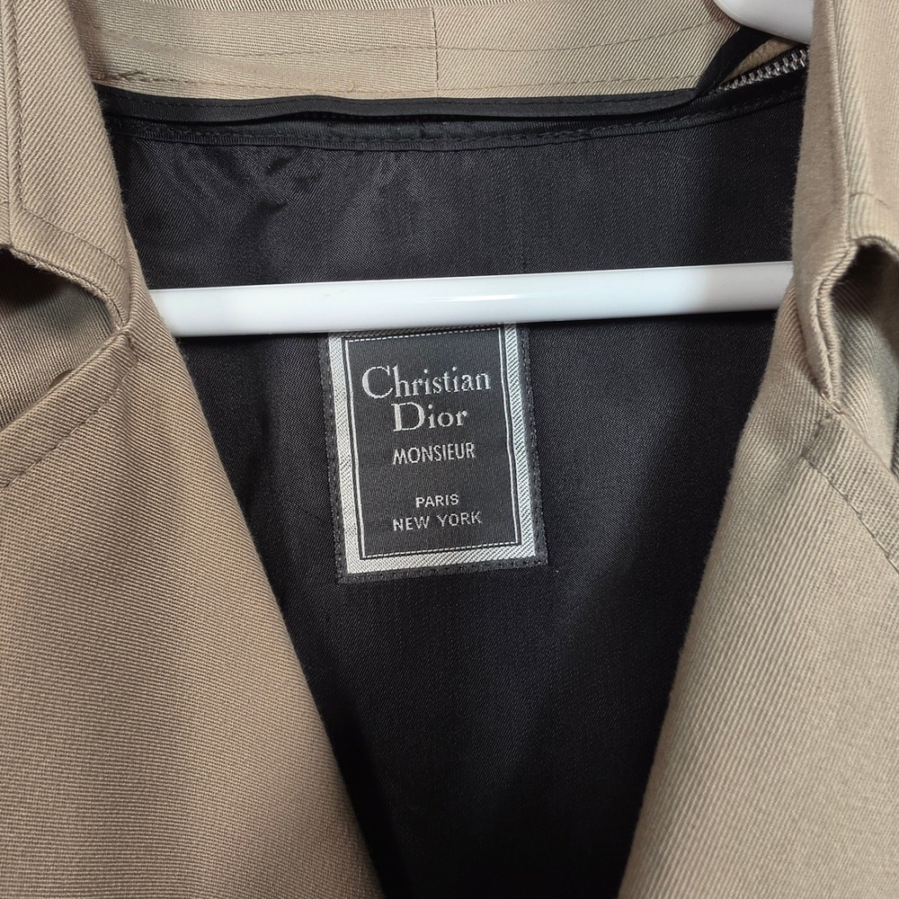 Christian Dior Trench Coat Mens 44R Tan Double Breasted Belted Old Money Luxury - Picture 3 of 16
